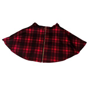Hot Topic Y2K Red Black Plaid Skater Skirt Zipper Small Punk Rock Goth Preppy‎